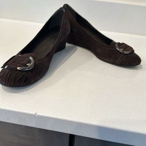 Stuart Weitzman Brown Suede 2” wedge pumps size 7M. Excellent condition.